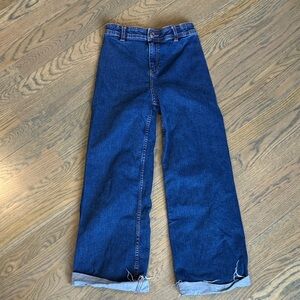 Mango Kids Wide-Leg Jeans in Dark Blue